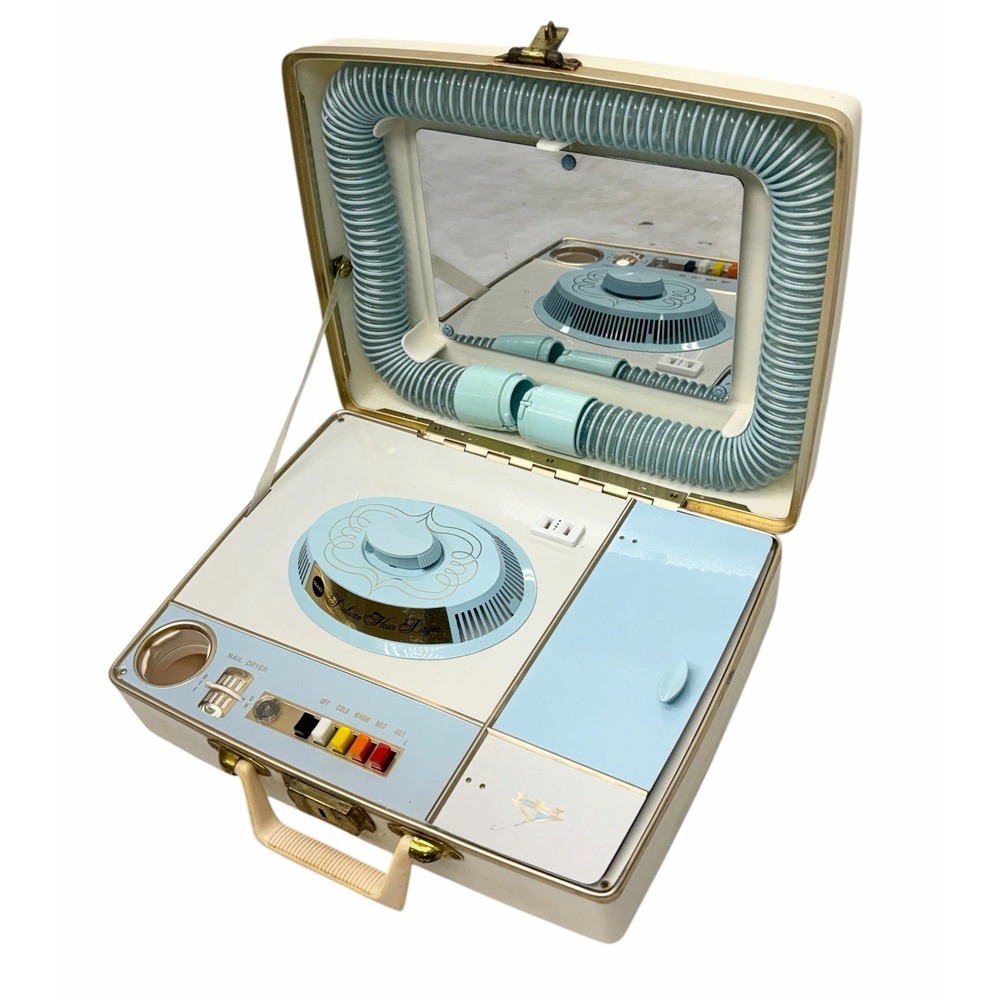 Vintage Sears Deluxe Kenmore Bonnet Portable Hair & Nail Dryer Baby Blue -Extras - Picture 2 of 16